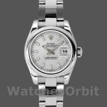 Replique Rolex Datejust 26mm Femmes-179160-Argent Cadran Index Lunette bombée Argenté