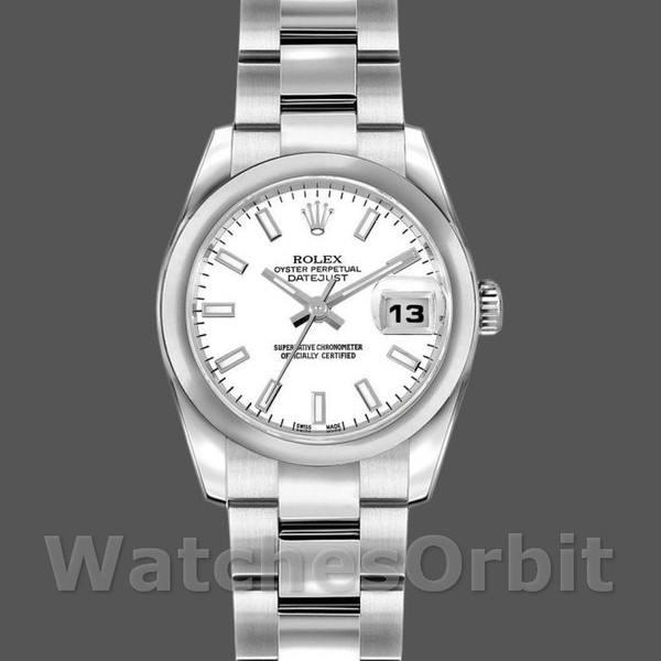 Replique Femmes Rolex Datejust 26mm Femmes-179160-Cadran indexé blanc-lunette bombée blanc