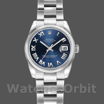 Replique Rolex Datejust 26mm Femme-179160-Cadran romain bleu-bracelet huître bleu
