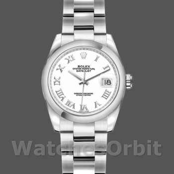 Replique Rolex Datejust 26mm Femmes-179160-Cadran romain blanc-Bracelet huître blanc