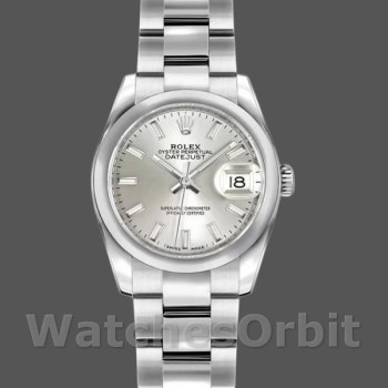 Replique Rolex Datejust 26mm Femmes-179160-Argent Cadran Index Lunette bombée Argenté<br />