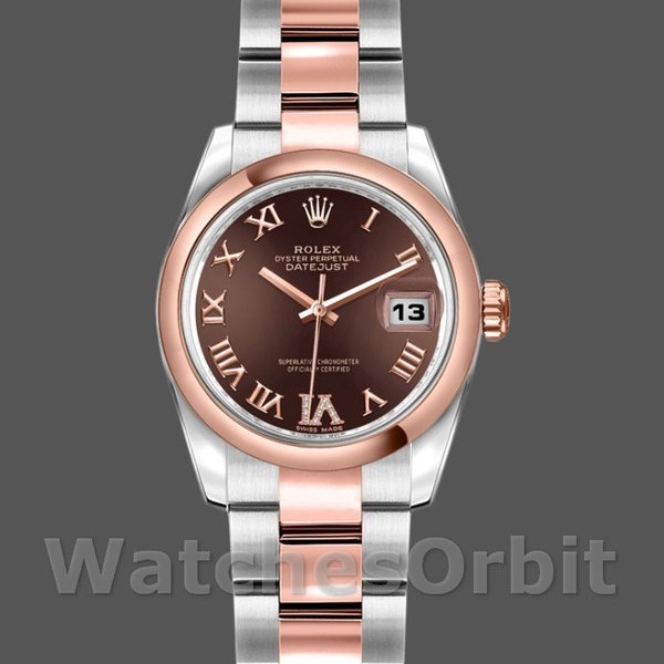 Replique Rolex Datejust 26mm Femme-179161-Cadran brun chocolat-acier inoxydable et or Everose brun chocolat