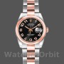 Replique Rolex Datejust 26mm Femme-179161-Cadran noir à cercle concentrique-acier inoxydable et or Everose Noir