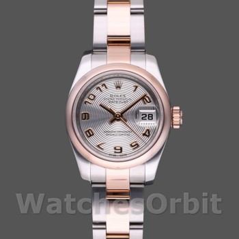 Replique Rolex Datejust 26mm Femme-179161-Cadran argenté à cercle concentrique-acier inoxydable et or Everose Argent