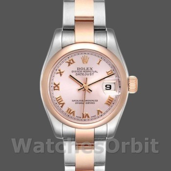 Replique Rolex Datejust 26mm Femme-179161-Cadran romain rose-acier inoxydable et or Everose rose