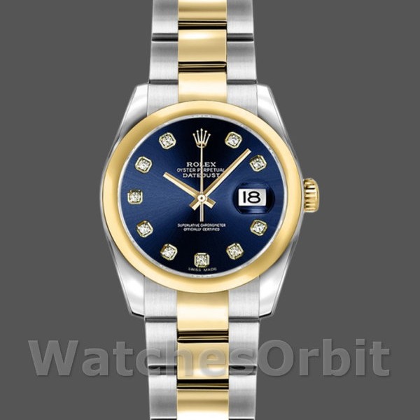 Replique Rolex Datejust-179163, 26mm, cadran bleu diamant, lunette bombée, Lady Blue, pour femme