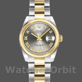Replique Rolex Datejust 26mm Femmes-179163-Cadran gris-Lune bombée Gris