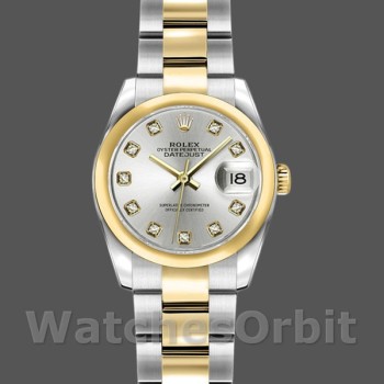 Replique Rolex Datejust 26mm Femme-179163-Argent Cadran diamant Lunette bombée Argenté