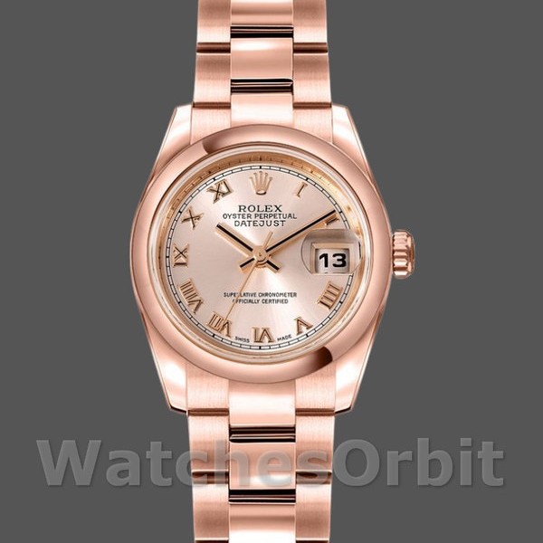 Replique Rolex Datejust-179165, 26 mm, or Everose Cadran romain rose, Lady Pink pour femme