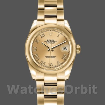 Replique Rolex Datejust-179168 pour femme, 26 mm, cadran romain champagne bombé lisse, Lady Champagne
