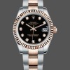 Replique Rolex Datejust-179171 pour femme, 26mm, cadran noir diamanté, lunette cannelée, Lady Black