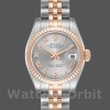 Replique Rolex Datejust-179171 pour femme, 26 mm, cadran gris à chiffres romains, lunette cannelée, Lady Grey
