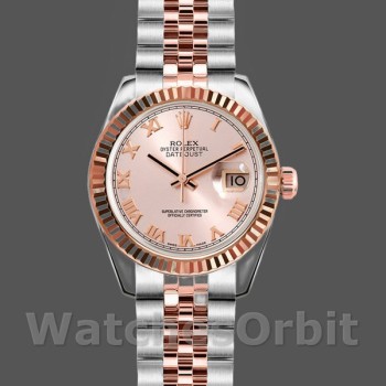 Replique Rolex Datejust-179171 pour femme, 26 mm, cadran rose à chiffres romains, lunette cannelée, Lady Pink