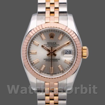 Replique Rolex Datejust-179171 pour femme, 26mm, cadran argenté, lunette cannelée, Lady Silver