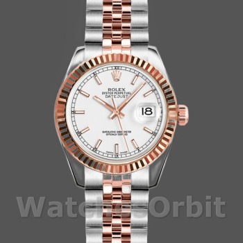 Replique Rolex Datejust-179171 pour femme, 26mm, cadran blanc, lunette cannelée, Lady White