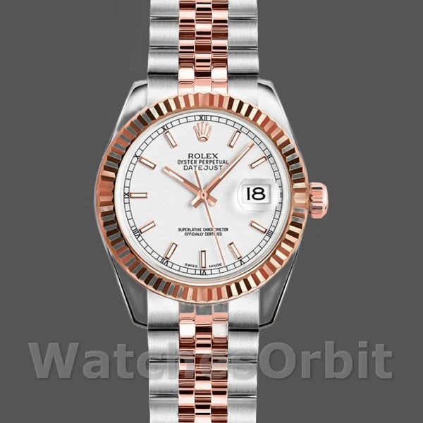 Replique Rolex Datejust-179171 pour femme, 26mm, cadran blanc, lunette cannelée, Lady White