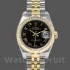 Replique Rolex Datejust-179173 pour femme, 26mm, cadran noir, lunette cannelée, Lady Black