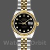 Replique Rolex Datejust-179173, 26mm, cadran diamant noir, lunette cannelée, Lady Black pour femme