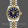 Replique Rolex Datejust-179173, 26mm, cadran bleu diamant, lunette cannelée, Lady Blue, pour femme