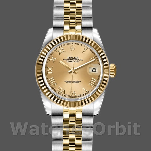 Replique Rolex Datejust-179173 pour femme, 26 mm, cadran chiffres romains champagne, Lady Champagne