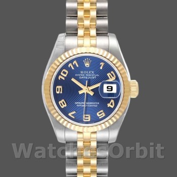 Replique Rolex Datejust-179173 pour femme, 26mm, cadran bleu à cercle concentrique, lunette cannelée, Lady Blue