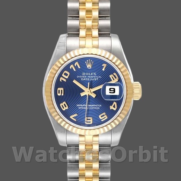 Replique Rolex Datejust-179173 pour femme, 26mm, cadran bleu à cercle concentrique, lunette cannelée, Lady Blue