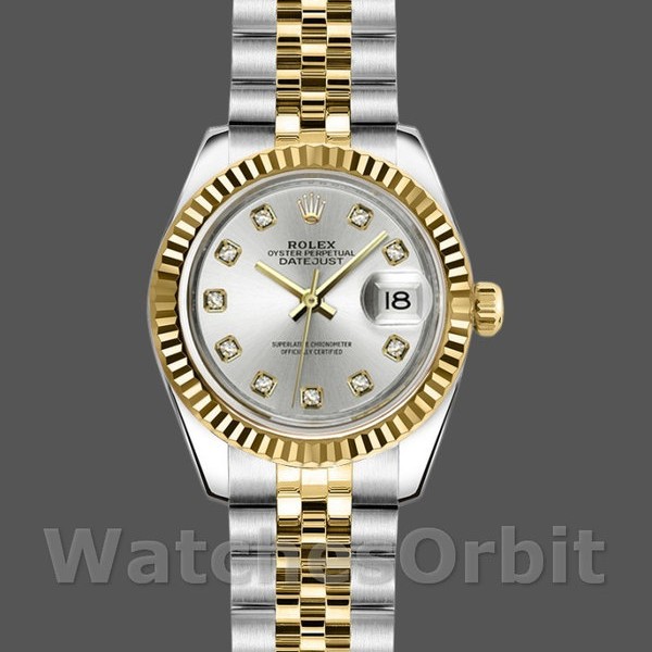 Replique Rolex Datejust-179173, 26mm, cadran diamant gris, lunette cannelée, Lady Gray, pour femme