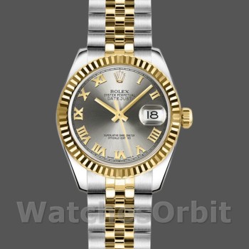 Replique Rolex Datejust-179173 pour femme, 26 mm, cadran gris à chiffres romains, Lady Grey