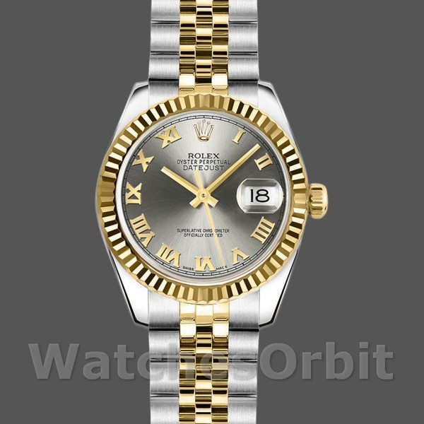 Replique Rolex Datejust-179173 pour femme, 26 mm, cadran gris à chiffres romains, Lady Grey