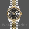 Replique Rolex Datejust-179173, 26mm, Jubilee Cadran diamant noir, lunette cannelée, Lady Black pour femme