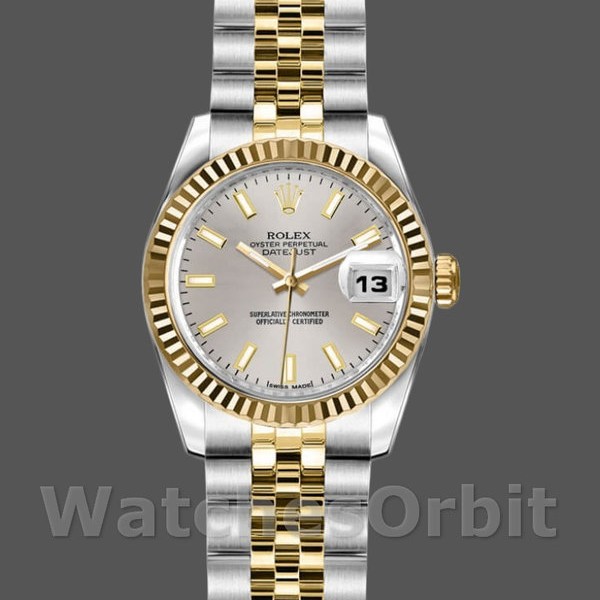 Replique Rolex Datejust-179173 pour femme, 26mm, cadran indexé argent, lunette cannelée, Lady Silver