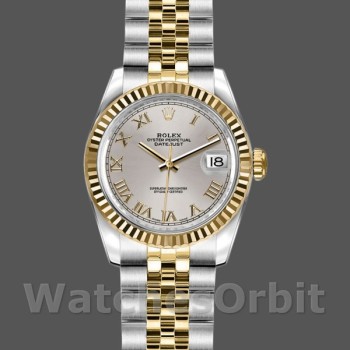 Replique Rolex Datejust-179173 pour femme, 26 mm, cadran chiffres romains argent, Lady Silver