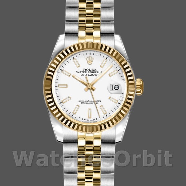 Replique Rolex Datejust-179173 pour femme, 26mm, cadran index blanc, lunette cannelée, Lady White