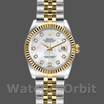 Replique Rolex Datejust-179173 pour femme, 26mm, cadran blanc MOP, lunette cannelée, Lady MOP