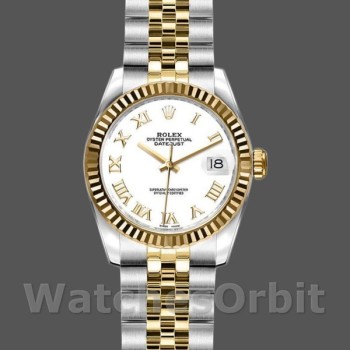 Replique Rolex Datejust-179173 pour femme, 26 mm, cadran blanc à chiffres romains, Lady White