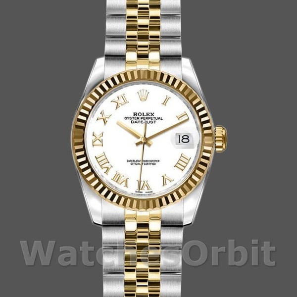 Replique Rolex Datejust-179173 pour femme, 26 mm, cadran blanc à chiffres romains, Lady White