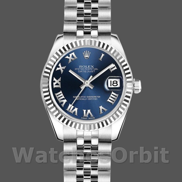 Replique Rolex Datejust-179174 pour femme, 26 mm, cadran bleu à chiffres romains, Lady Blue