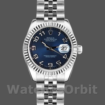 Replique Rolex Datejust-179174 pour femme, 26 mm, cadran bleu à cercle concentrique, lunette cannelée, Lady Blue