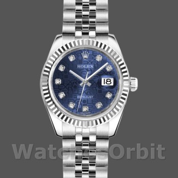 Replique Rolex Datejust-179174, 26mm, Jubilee Blue Diamond Dial, Fluted Bezel, Lady Blue, pour femme