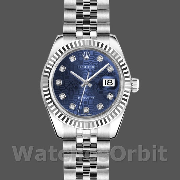 Replique Rolex Datejust-179174, 26mm, Jubilee Blue Diamond Dial, Fluted Bezel, Lady Blue, pour femme