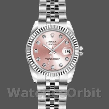 Replique Rolex Datejust-179174, 26mm, cadran diamant rose, lunette cannelée, Lady Pink, pour femme
