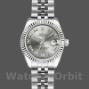 Replique Rolex Datejust-179174 pour femme, 26mm, cadran gris rhodium, lunette cannelée, Lady gris rhodium