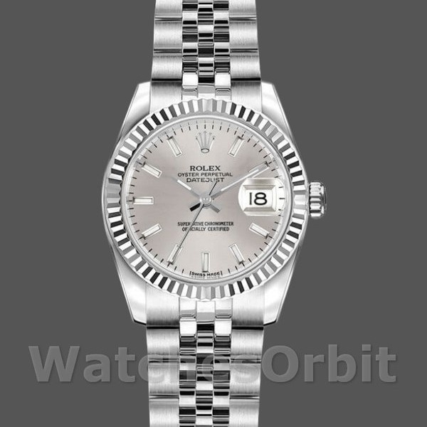 Replique Rolex Datejust-179174 pour femme, 26mm, cadran indexé argent, lunette cannelée, Lady Silver