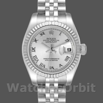 Replique Rolex Datejust-179174 pour femme, 26mm, cadran romain argenté, lunette cannelée, Lady Silver