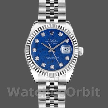 Replique Rolex Datejust-179174, 26mm, cadran diamant Sodalite, lunette cannelée, Lady Blue, pour femme