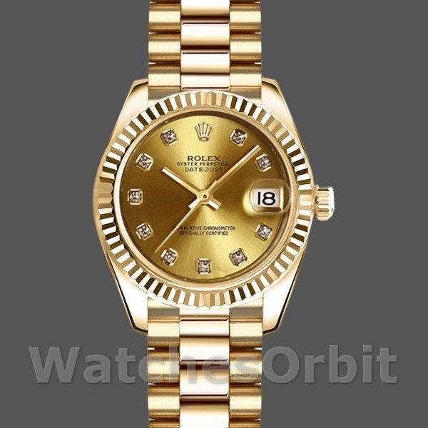 Replique Rolex Datejust-179178, 26mm, or jaune, cadran champagne diamants, Lady Champagne pour femme