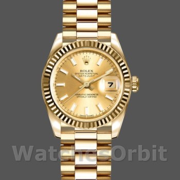 Replique Rolex Datejust-179178, 26mm, or jaune, cadran index champagne, Lady Champagne pour femme