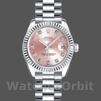Replique Rolex Datejust-179179 pour femme, 26mm, cadran diamant rose, lunette cannelée, Lady Pink