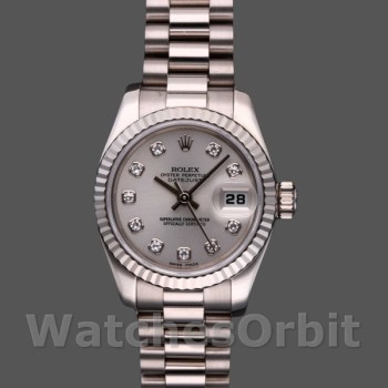 Replique Rolex Datejust-179179 pour femme, 26 mm, cadran argenté à diamants, lunette cannelée, Lady Silver