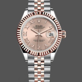 Replique Rolex Datejust-278271 pour femme, cadran romain soleil, or rose bicolore, lunette cannelée, or rose jubilé